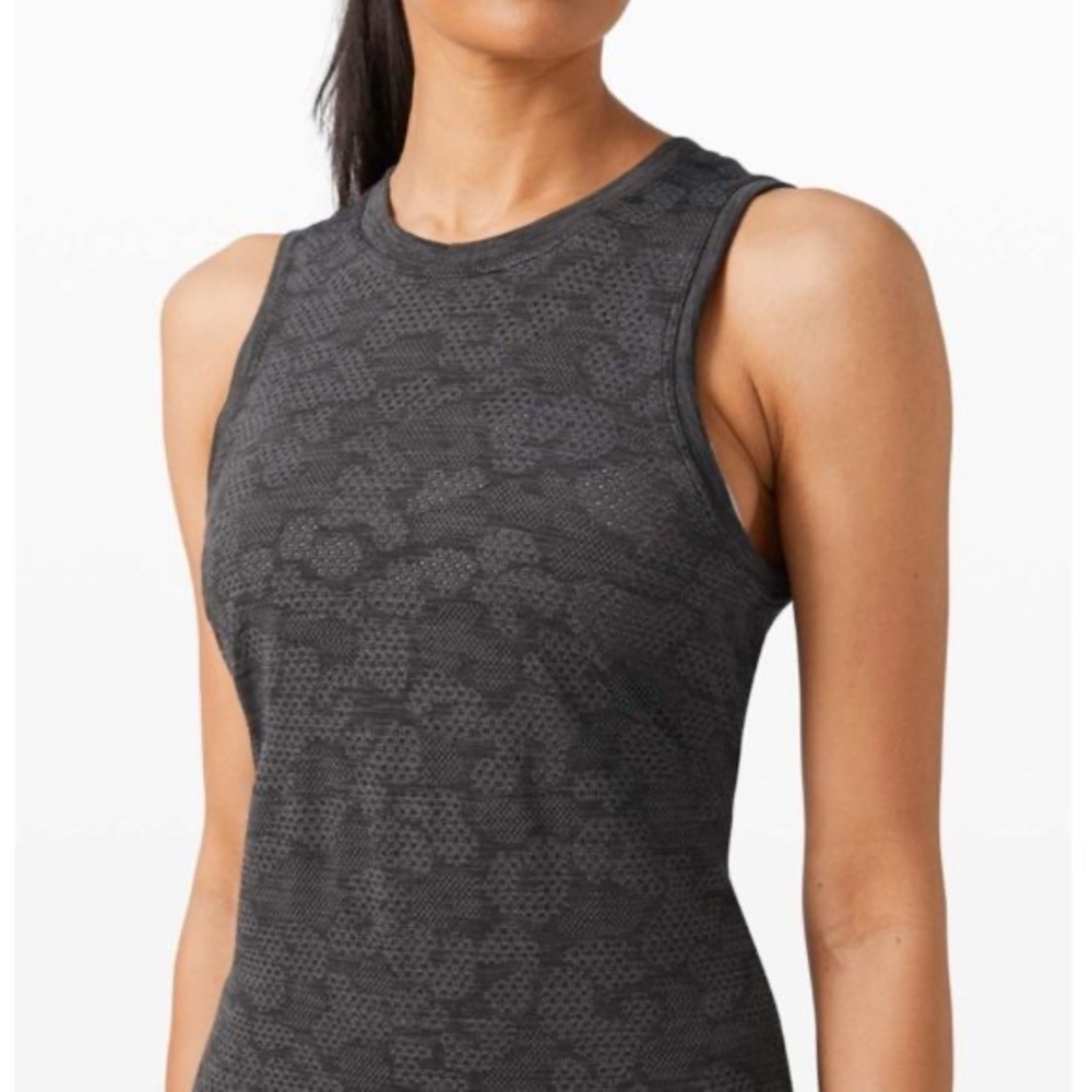 LULULEMON Grey Camo Breeze By Muscle Tank Top